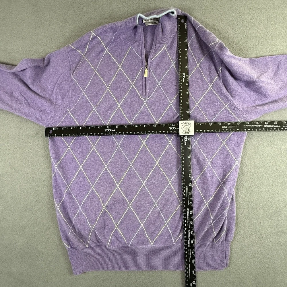 Peter Millar Cashmere Luxury Blend Golf 1/4 Zip Argyle Sweater Medium